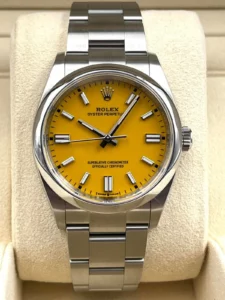 rolex oyster perpetual 126000 yellow dial